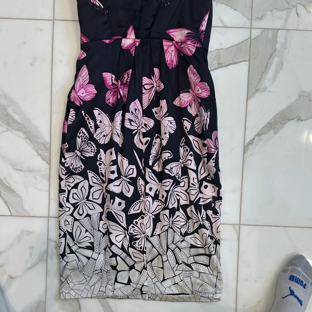 Versace Strapless Black and Pink Butterfly Dress - Picture 7 of 8